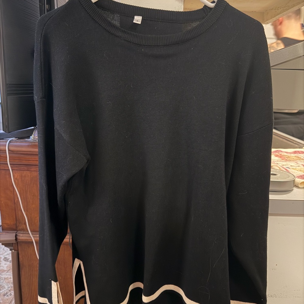 Black Sweater with White Trim